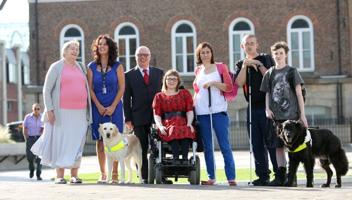 A group of campaigners in Stockton posing for a photograph.