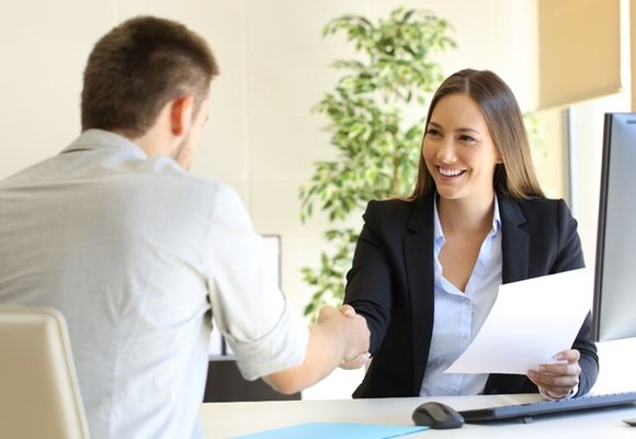 Two people at a job interview